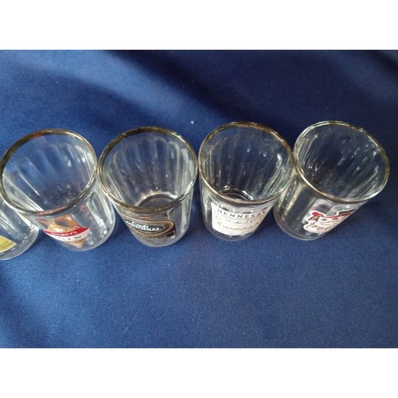Lot of 6 Alcohol Brand Vintage Look Gold‎ Trim Shot Glasses -Faded Trim (10b1) - Picture 6 of 8